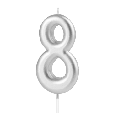Birthday candle - number 8, silver