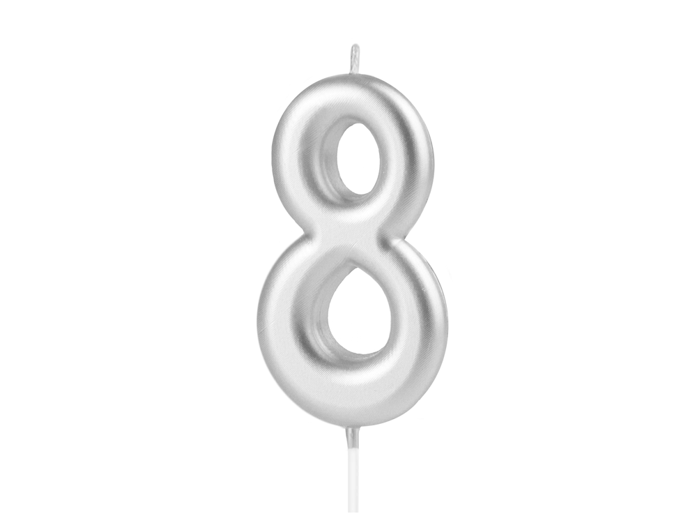 Birthday candle - number 8, silver