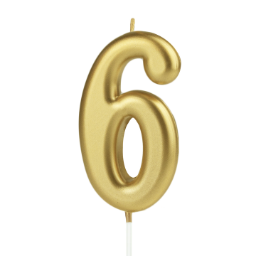 Birthday candle - number 6, gold