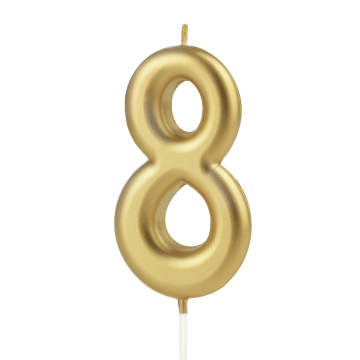 Birthday candle - number 8, gold