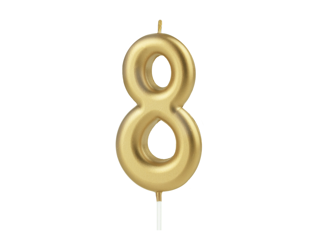 Birthday candle - number 8, gold