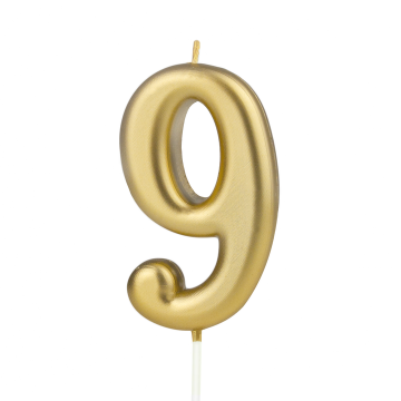 Birthday candle - number 9, gold