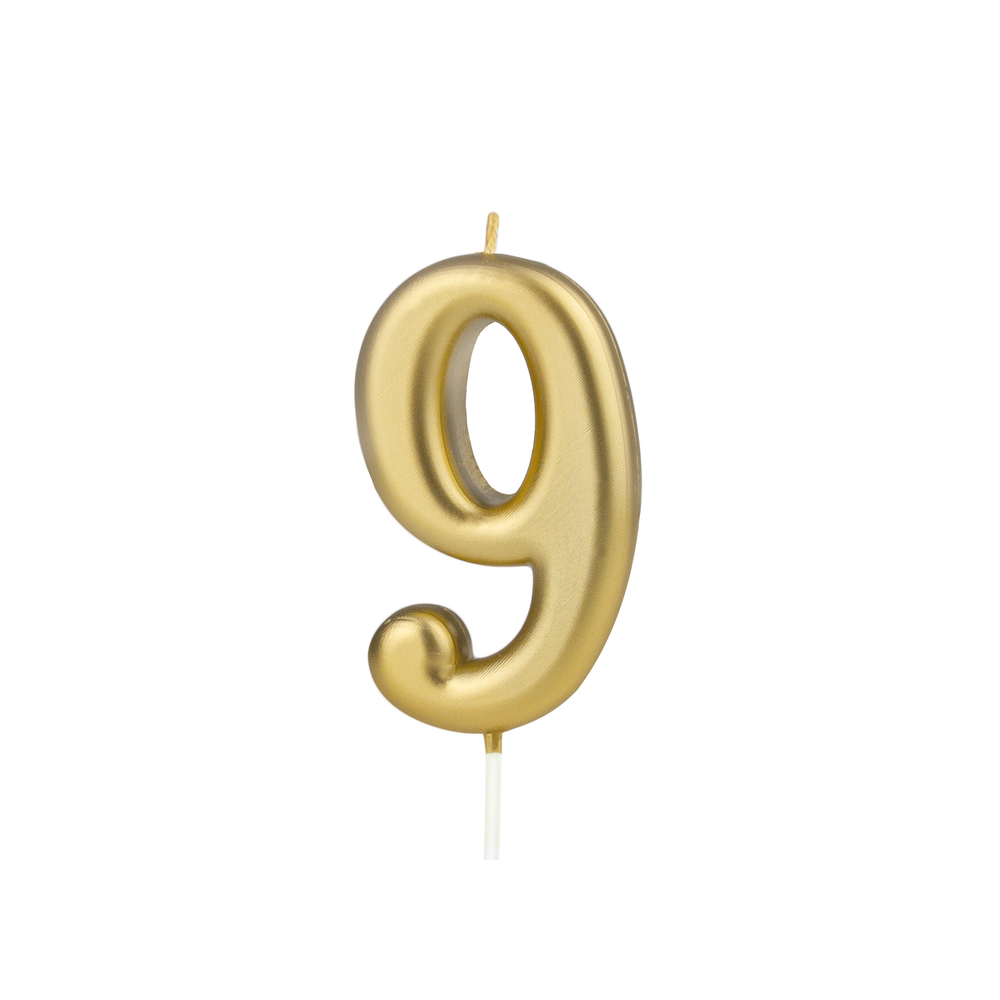 Birthday candle - number 9, gold