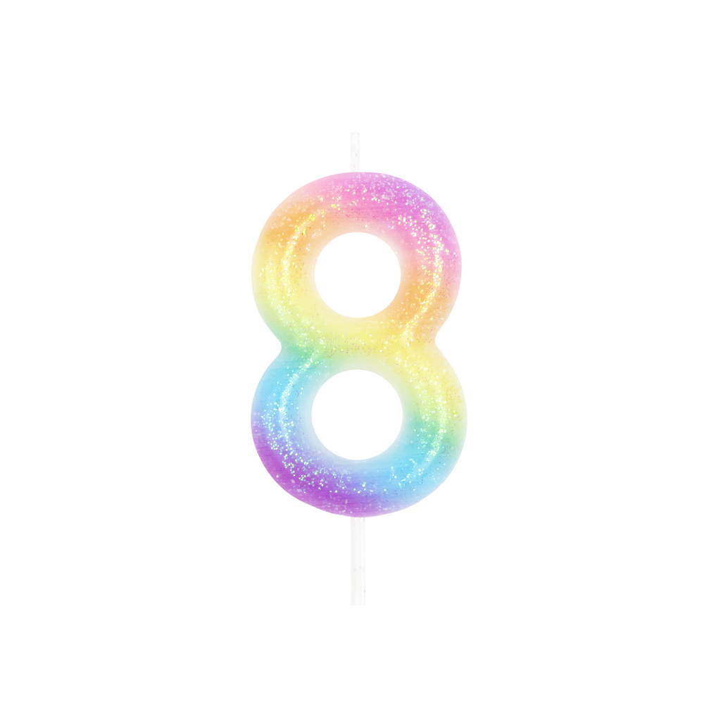 Świeczka urodzinowa - cyferka 8, kolorowa