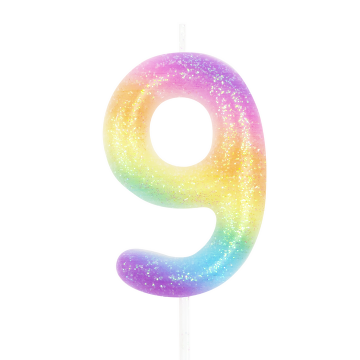 Birthday candle - number 9, colored
