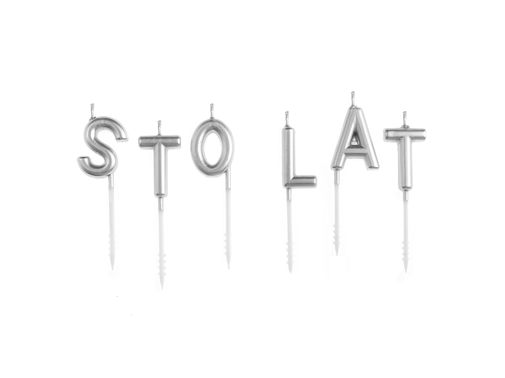 Birthday candles - Sto Lat, silver