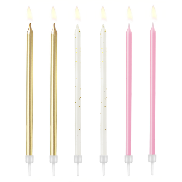 Birthday candles - mix of colors, 12.5 cm, 6 pcs.