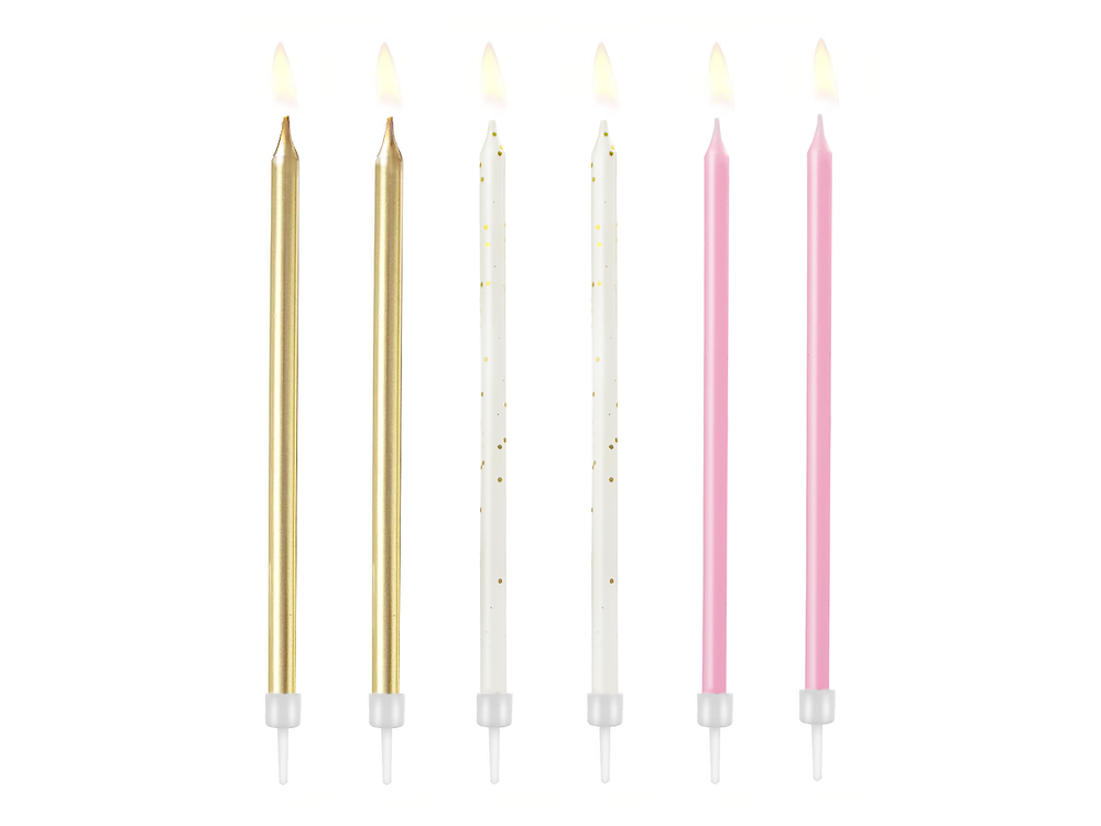 Świeczki urodzinowe - mix kolorów, 12,5 cm, 6 szt.