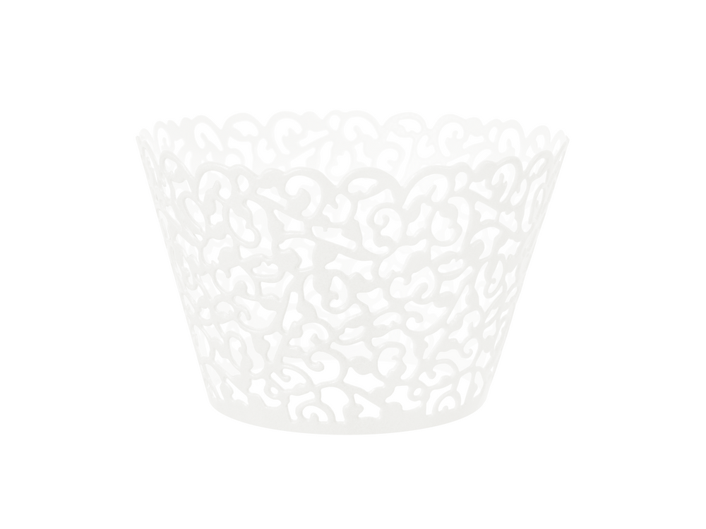 Muffin wraps - white lace, 5 cm, 10 pcs.