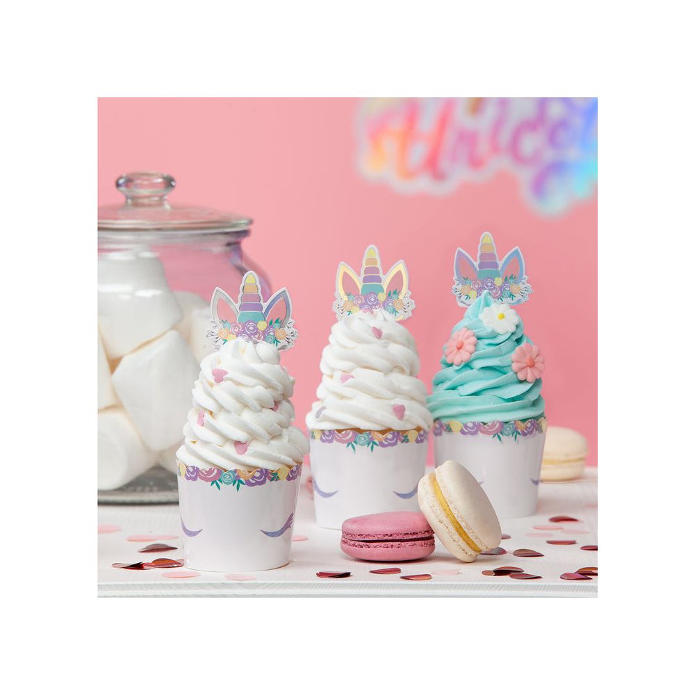 Muffin wraps and toppers - Unicorns, 12 pcs.