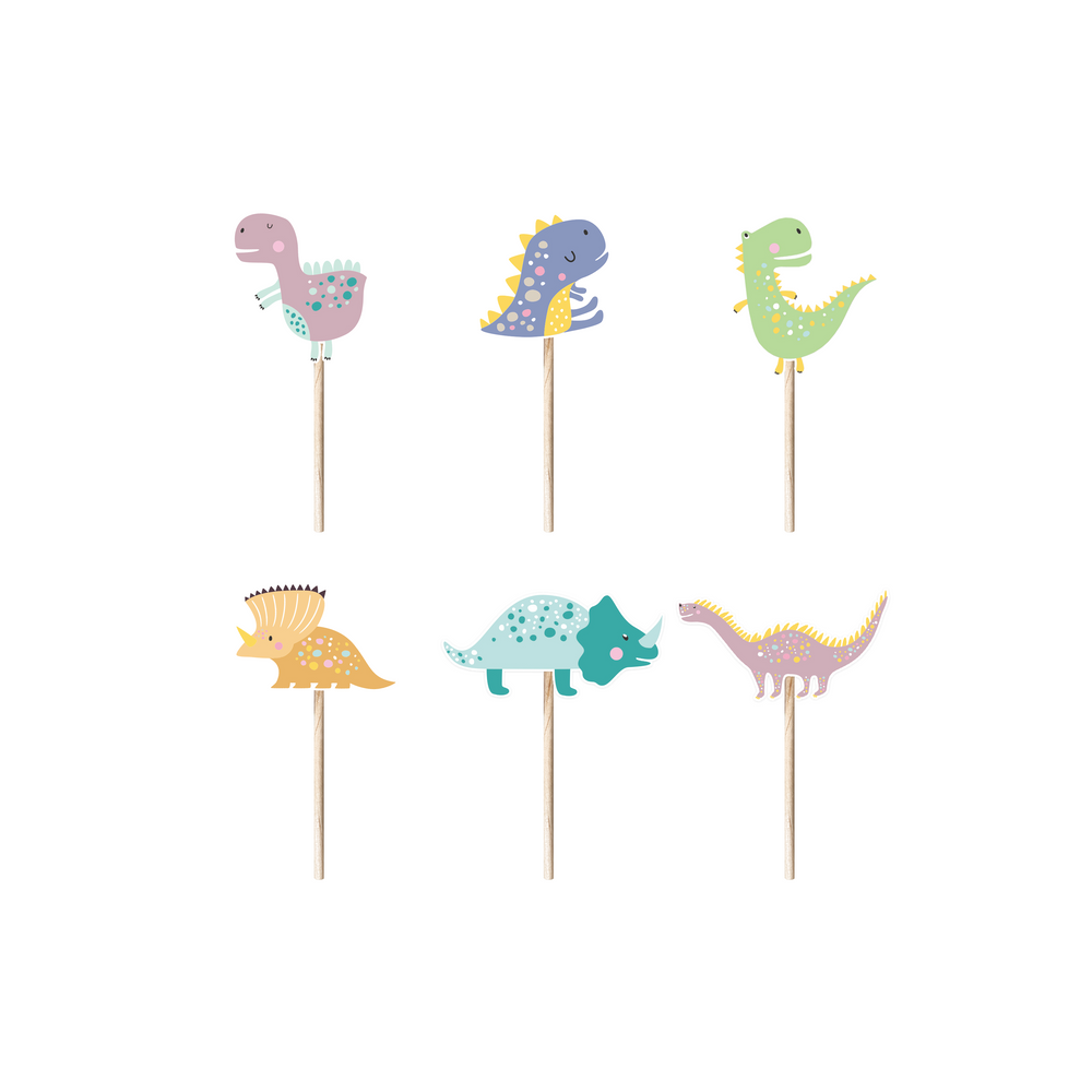 Decorative toppers for muffins - Dinosaurs, 6 pcs.