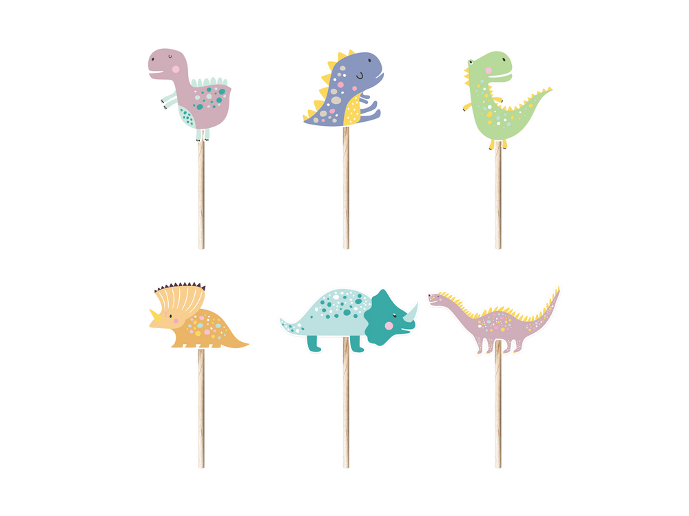 Decorative toppers for muffins - Dinosaurs, 6 pcs.