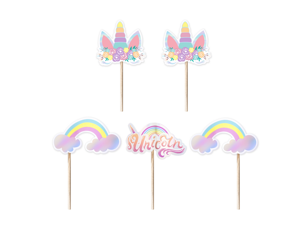 Decorative muffin toppers - Unicorn, 5 pcs.