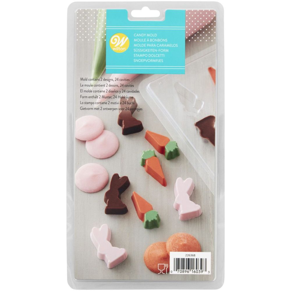 Chocolate mold - Wilton - Bunnies and Carrots, 24 pcs.