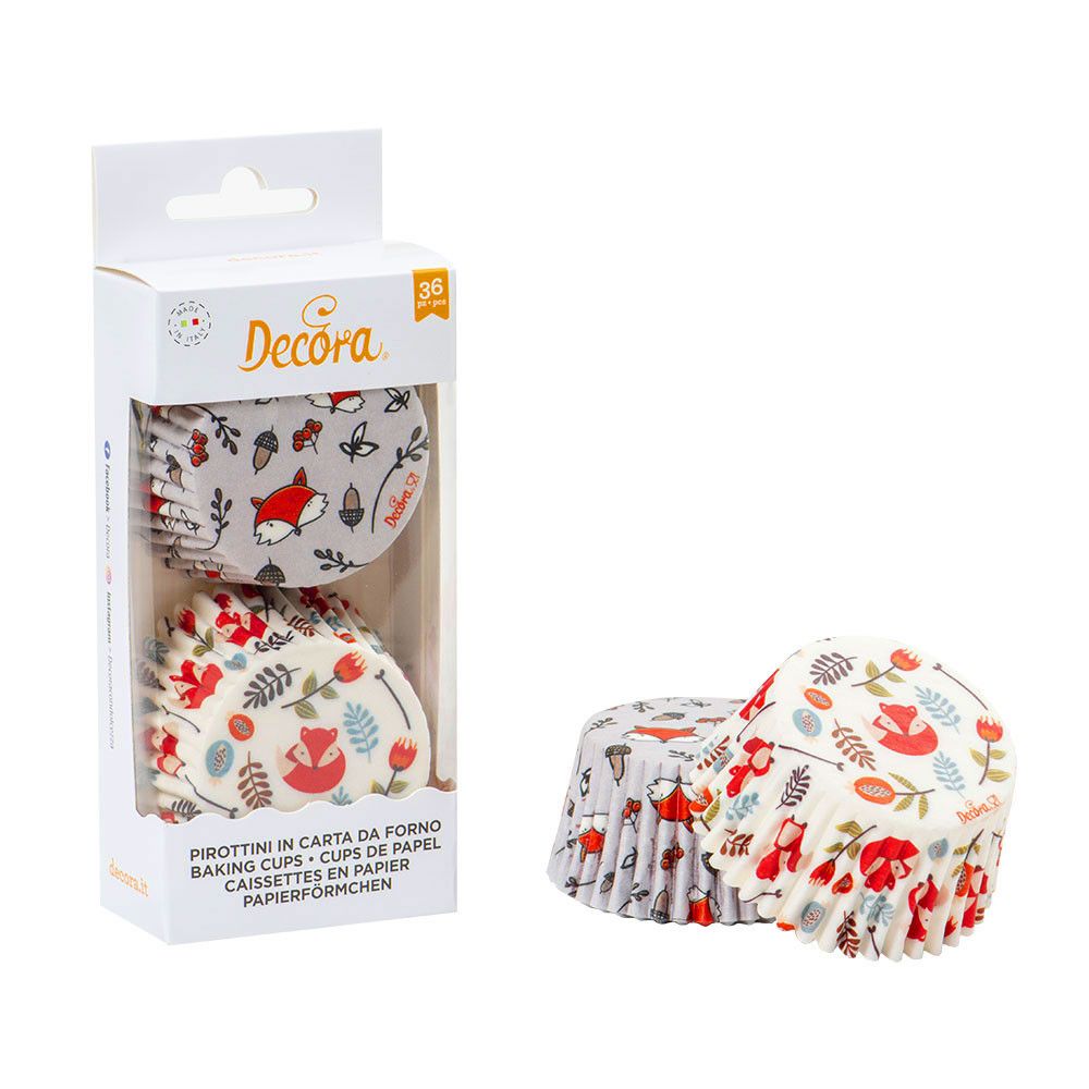 Baking cups - Decora - foxs, 50 x 32 mm, 36 pcs.