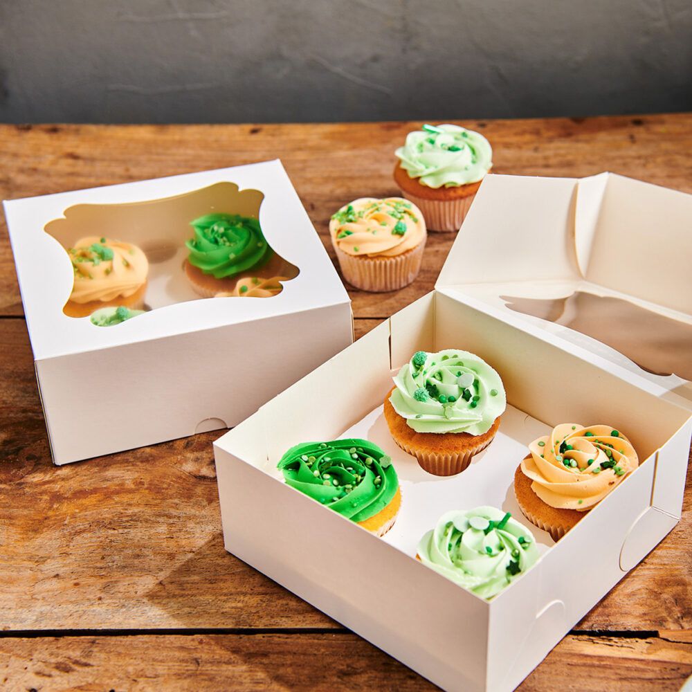 Pudełko na 6 muffinek z oknem - Fun Cakes - białe, 3 szt.