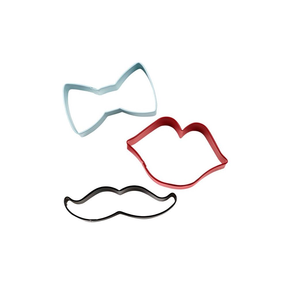 Cutters - Wilton - Mustache, Bow Tie, Lips, 3 pcs.