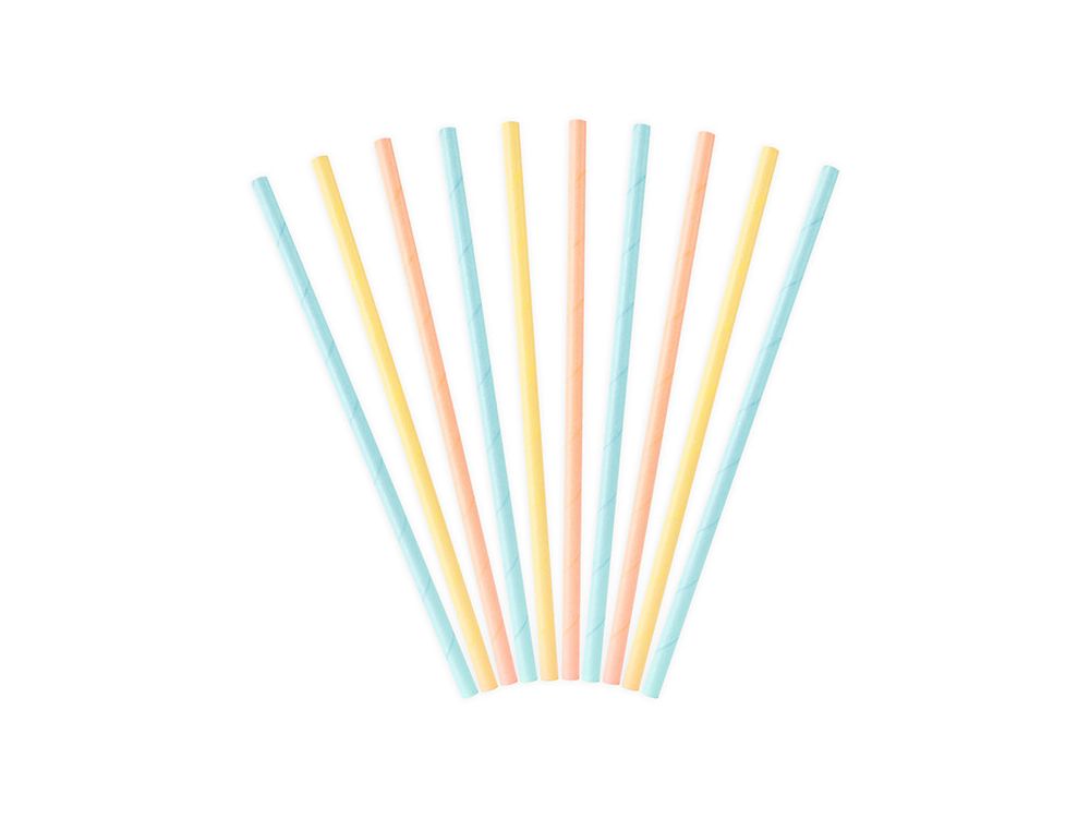 Paper straws - PartyDeco - Summer Time, 19,5 cm, 10 pcs.