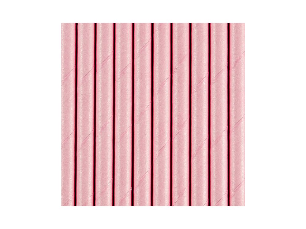 Paper straws - PartyDeco - light pink, 19,5 cm, 10 pcs.