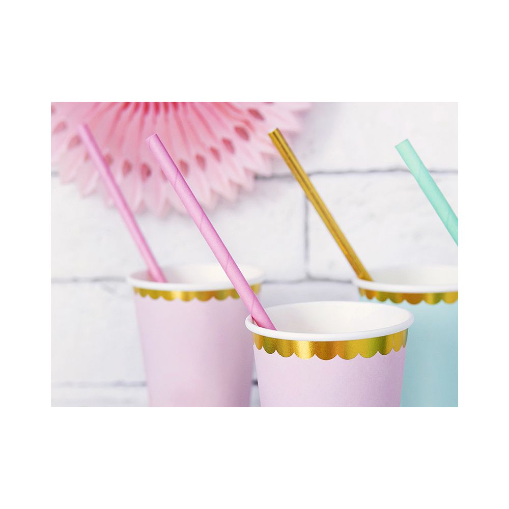 Paper straws - PartyDeco - light pink, 19,5 cm, 10 pcs.