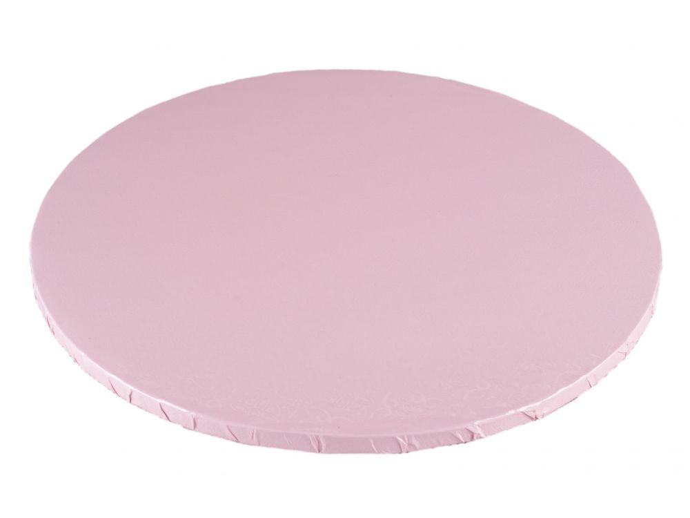 Podkład pod tort okrągły - gruby, blady różowy, 30 cm