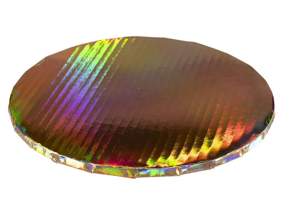 Cake base, round - thick, holographic gold, 30 cm