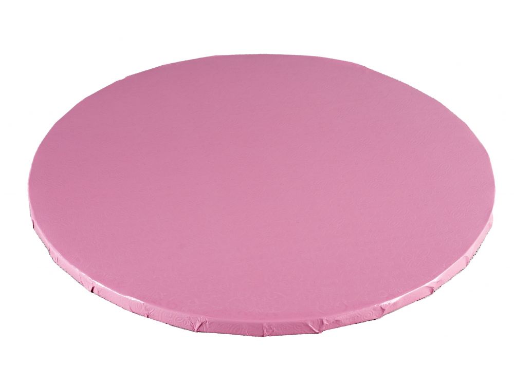 Podkład pod tort okrągły - gruby, jasny różowy, 25 cm