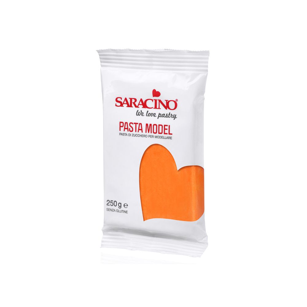 Masa cukrowa do modelowania figurek - Saracino - pomarańczowa, 250 g