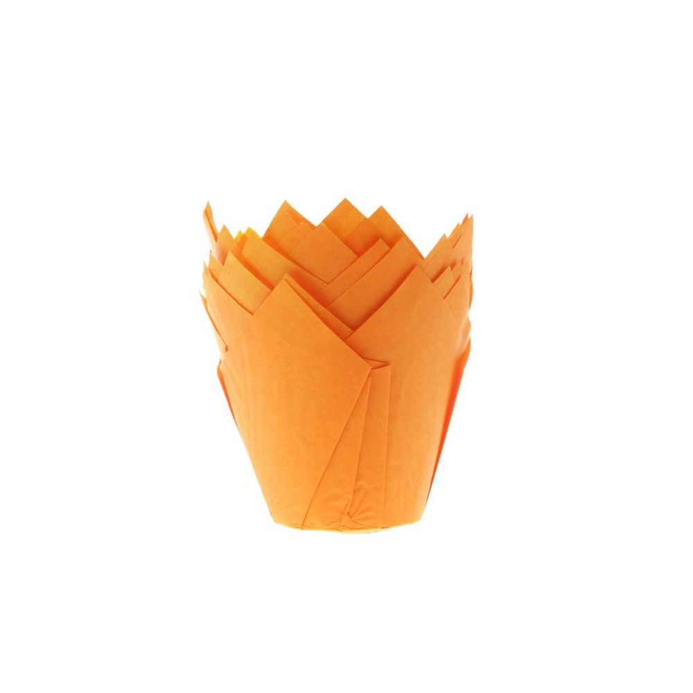 Papilotki papierowe do muffinek - House of Marie - tulipan, pomarańczowe, 36 szt.