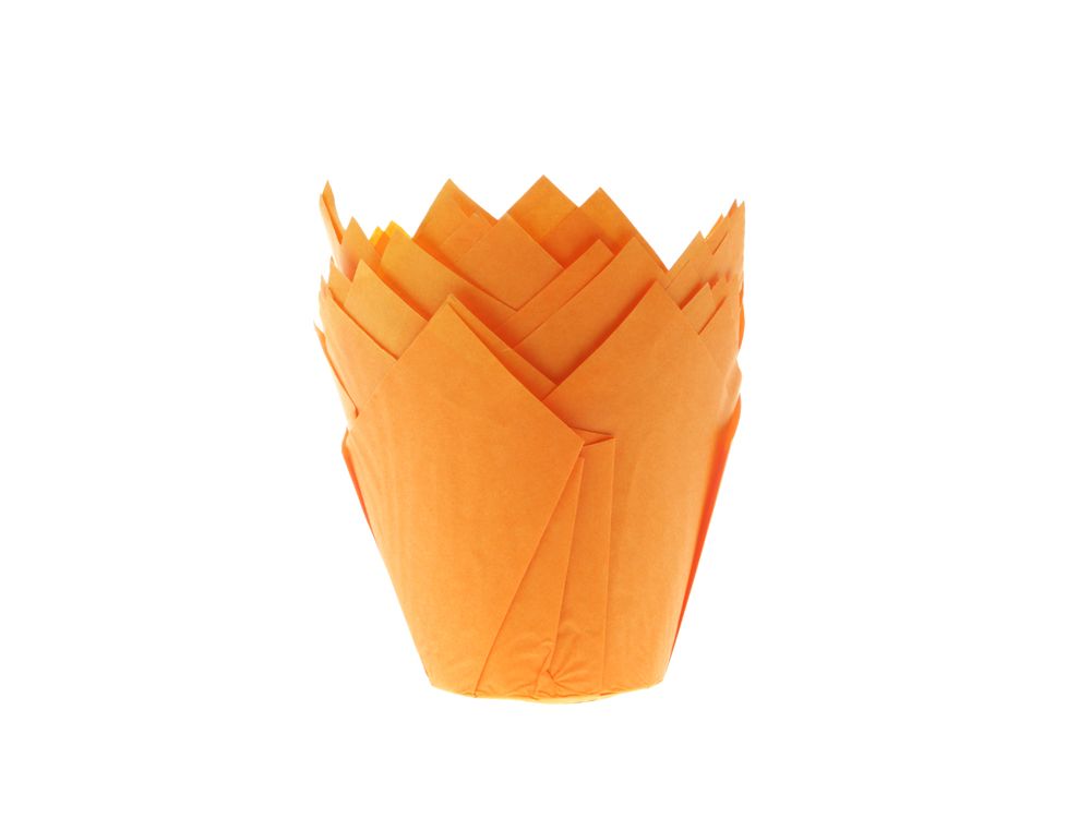 Papilotki papierowe do muffinek - House of Marie - tulipan, pomarańczowe, 36 szt.