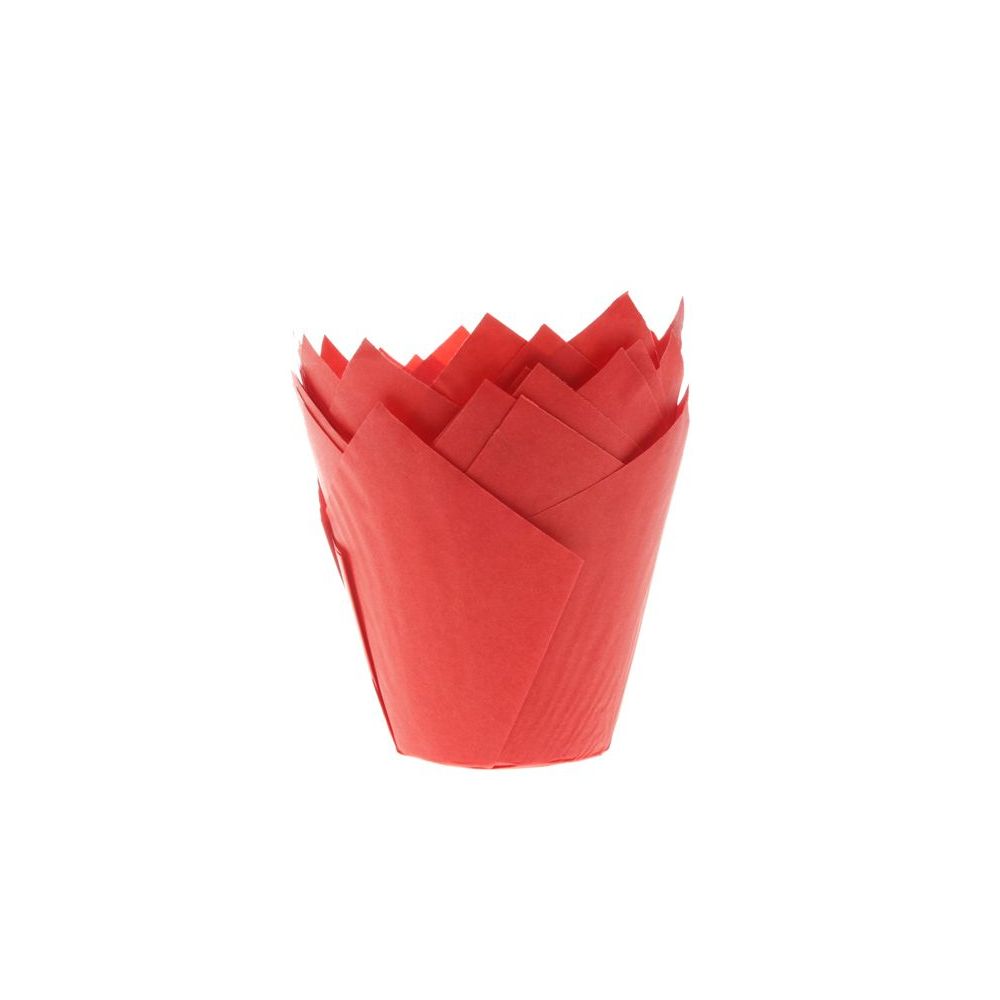 Papilotki papierowe do muffinek - House of Marie - tulipan, czerwone, 36 szt.