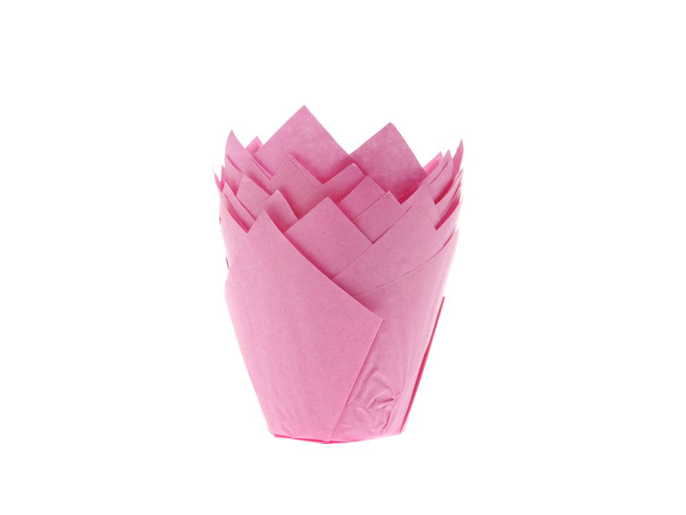 Papilotki papierowe do muffinek - House of Marie - tulipan, różowe, 36 szt.