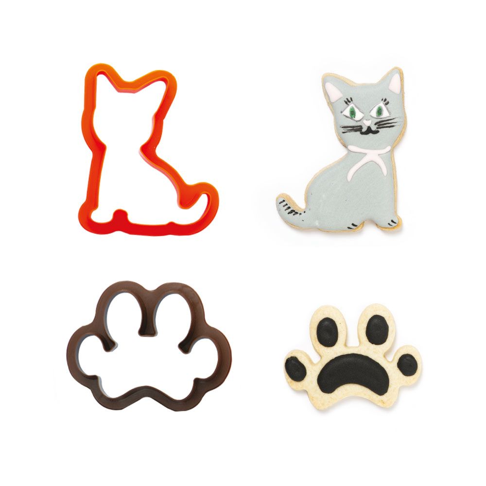 Cookie cutter - Decora - Cat & Cat's Paw, 2 pcs