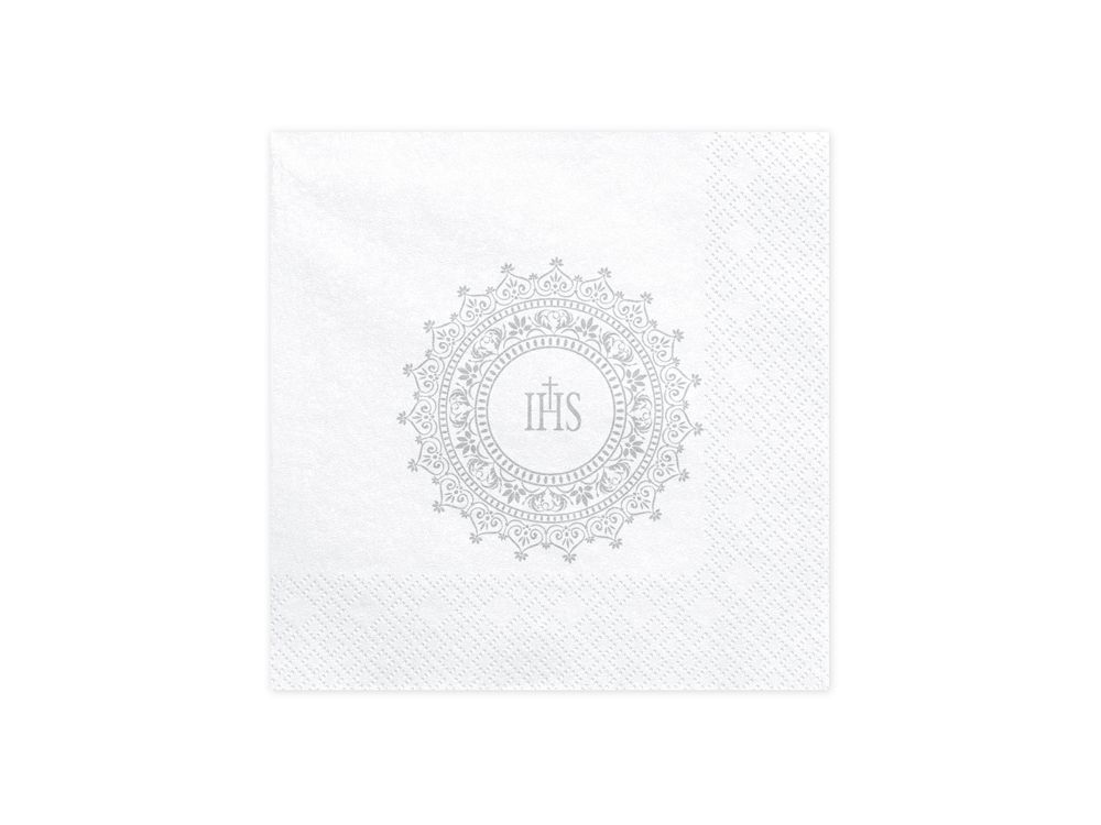 Paper napkins, IHS - silver, 16.5 cm, 20 pcs.