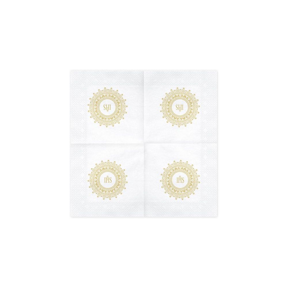 Paper napkins, IHS - gold, 16.5 cm, 20 pcs.