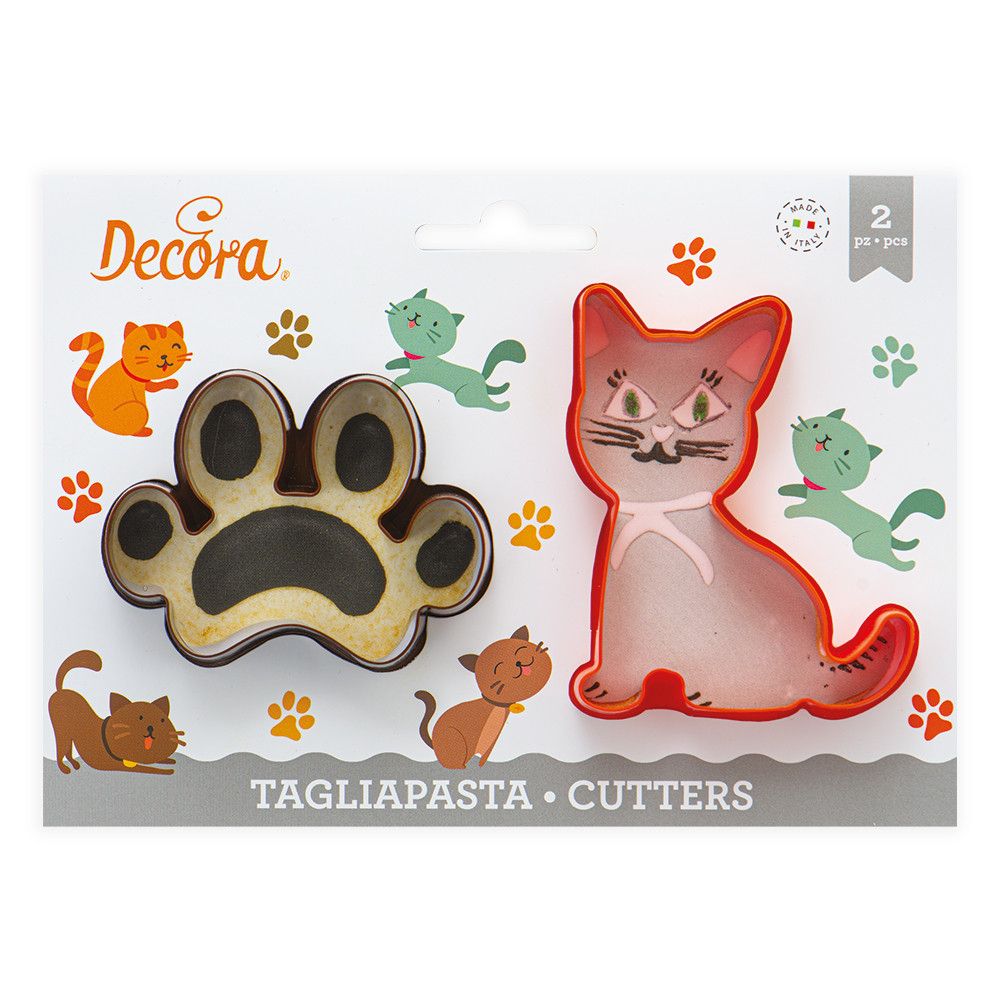 Cookie cutter - Decora - Cat & Cat's Paw, 2 pcs
