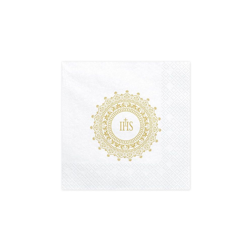 Serwetki papierowe IHS - PartyDeco - złote, 16,5 cm, 20 szt.