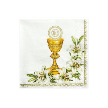 Paper napkins First Communion - Chalice, 16.5 cm, 20 pcs.