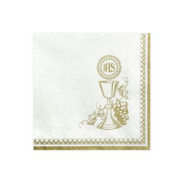 Paper napkins First Communion - Chalice, gold, 16.5 cm, 20 pcs.