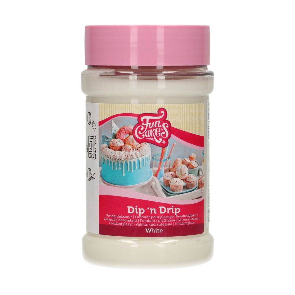 Dip 'n Drip for decorating cakes and muffins - FunCakes - white, 375 g
