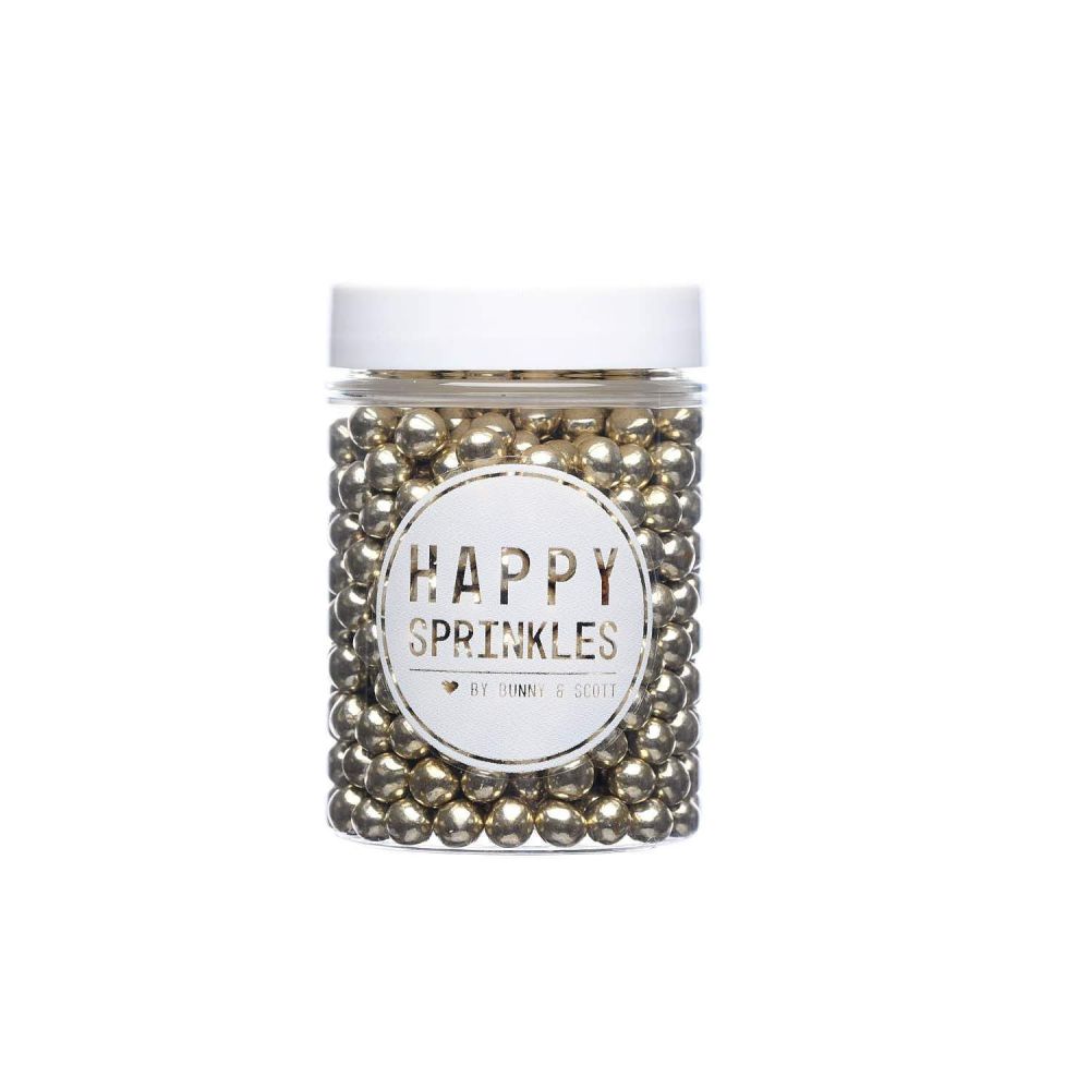 Sugar sprinkles - Happy Sprinkles - Gold Choco S, gold, 90 g