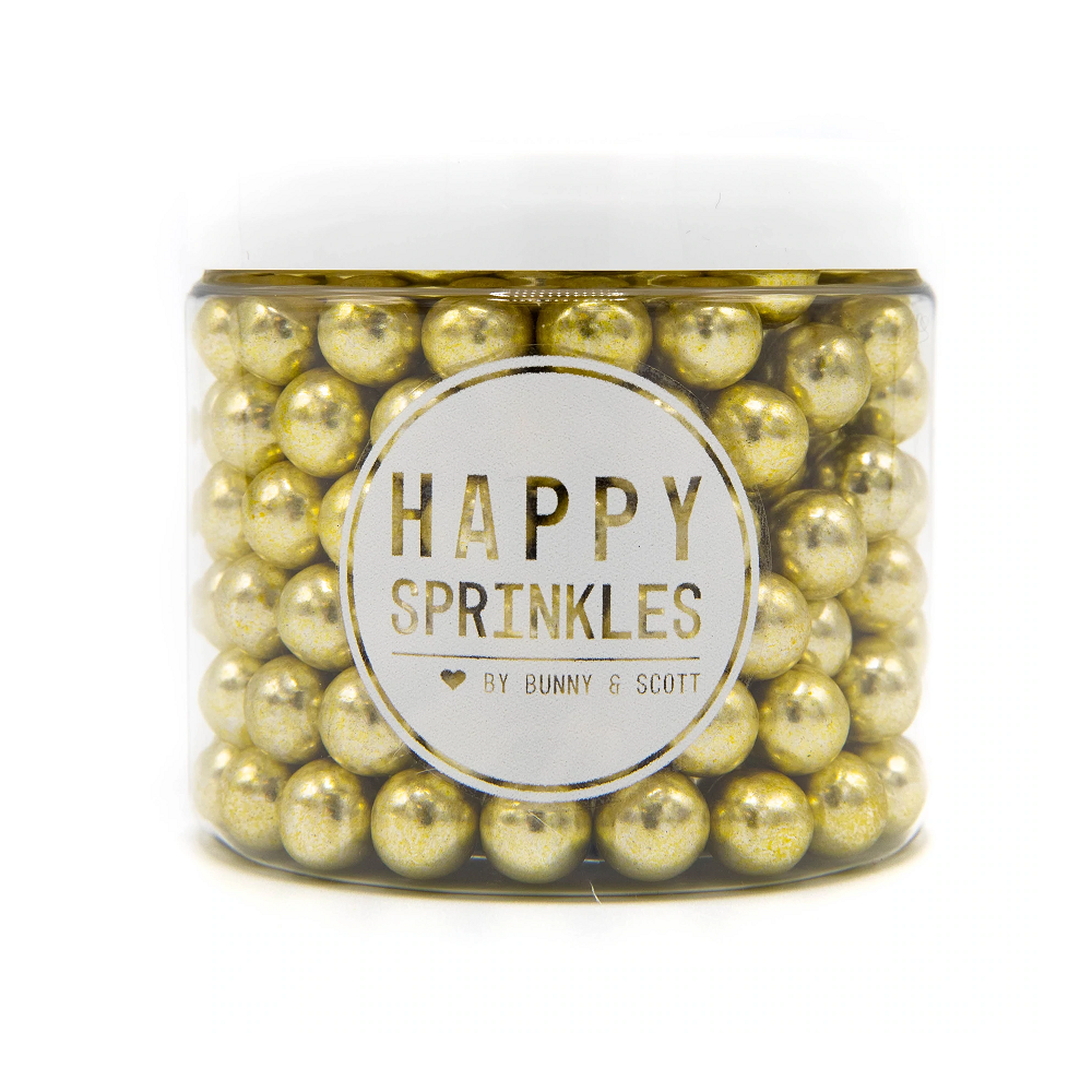 Sugar sprinkles - Happy Sprinkles - Gold Metallic Choco M, gold, 90 g