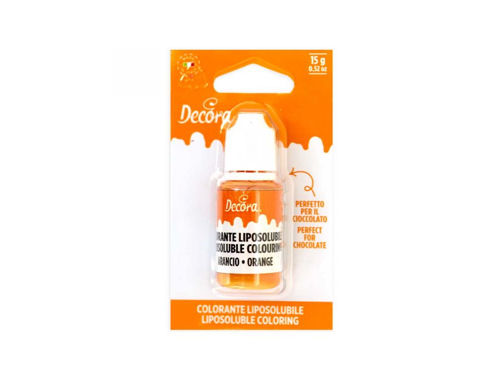 Food color for chocolate and fatty masses - Decora - orange, 15 g