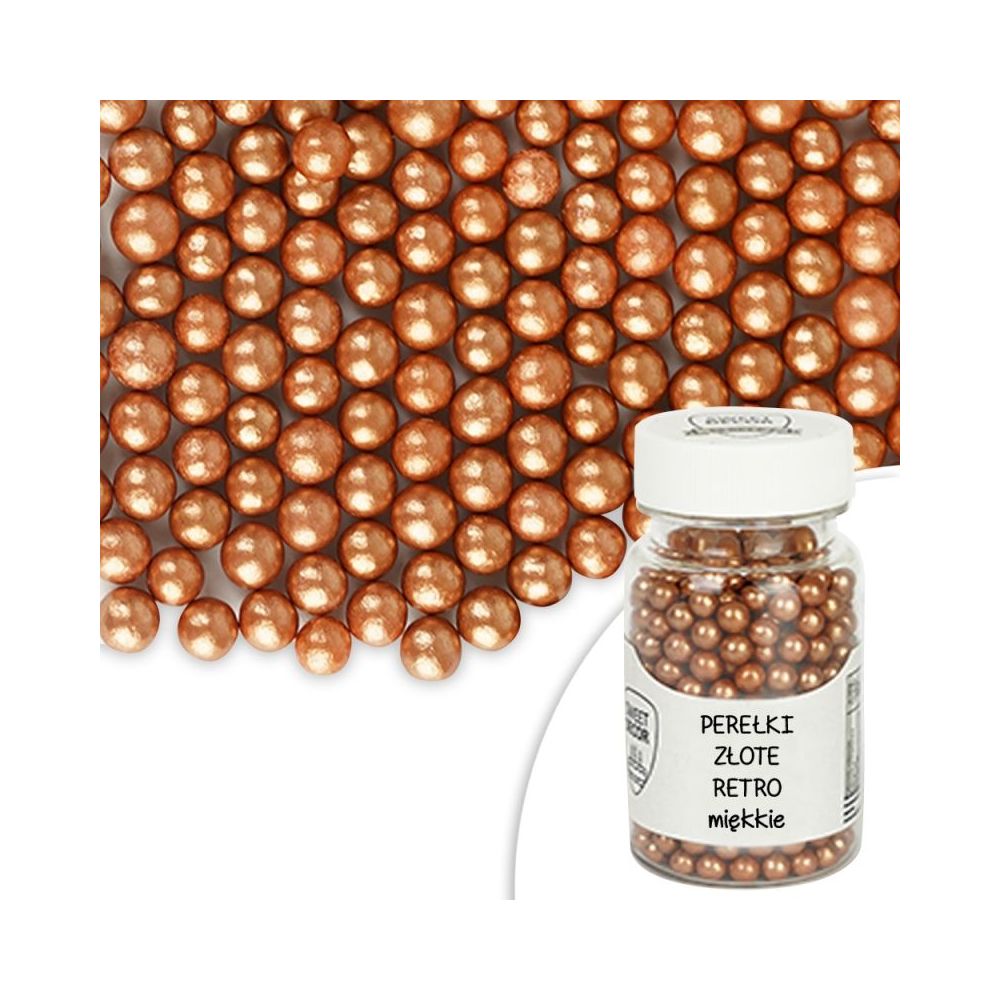 Sugar sprinkles - Pearls, golden, retro, 30 g