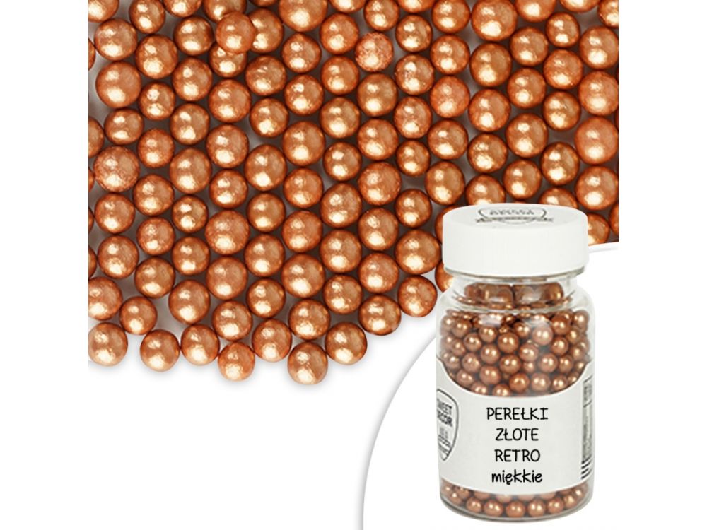 Sugar sprinkles - Pearls, golden, retro, 30 g