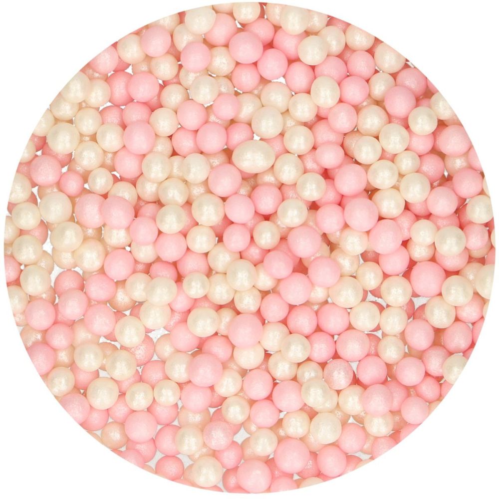 Posypka cukrowa - FunCakes - Perełki, różowe i białe, 60 g