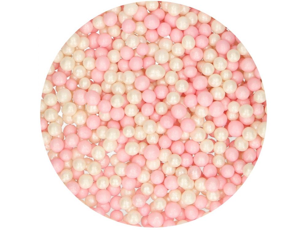 Sugar sprinkles - FunCakes - Pearls, pink-white, 60 g