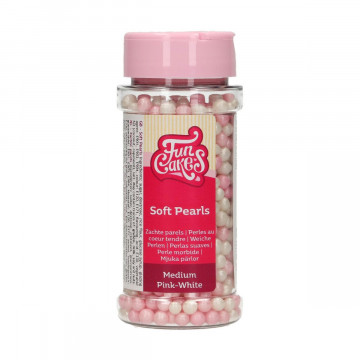 Posypka cukrowa perełki - FunCakes - różowe i białe, 60 g