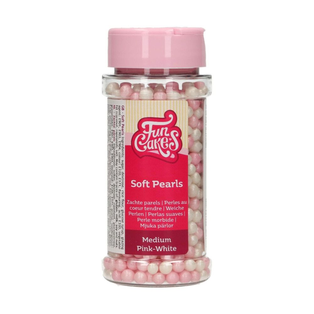 Posypka cukrowa - FunCakes - Perełki, różowe i białe, 60 g