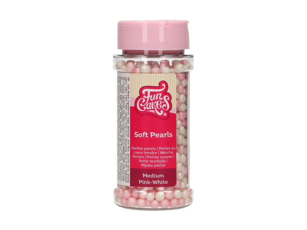 Sugar sprinkles - FunCakes - Pearls, pink-white, 60 g